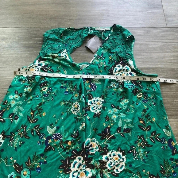 Daniel Rainn Floral Lace Tunic V-Neck Green Tank Top Womens Size 2X - Picture 6 of 10